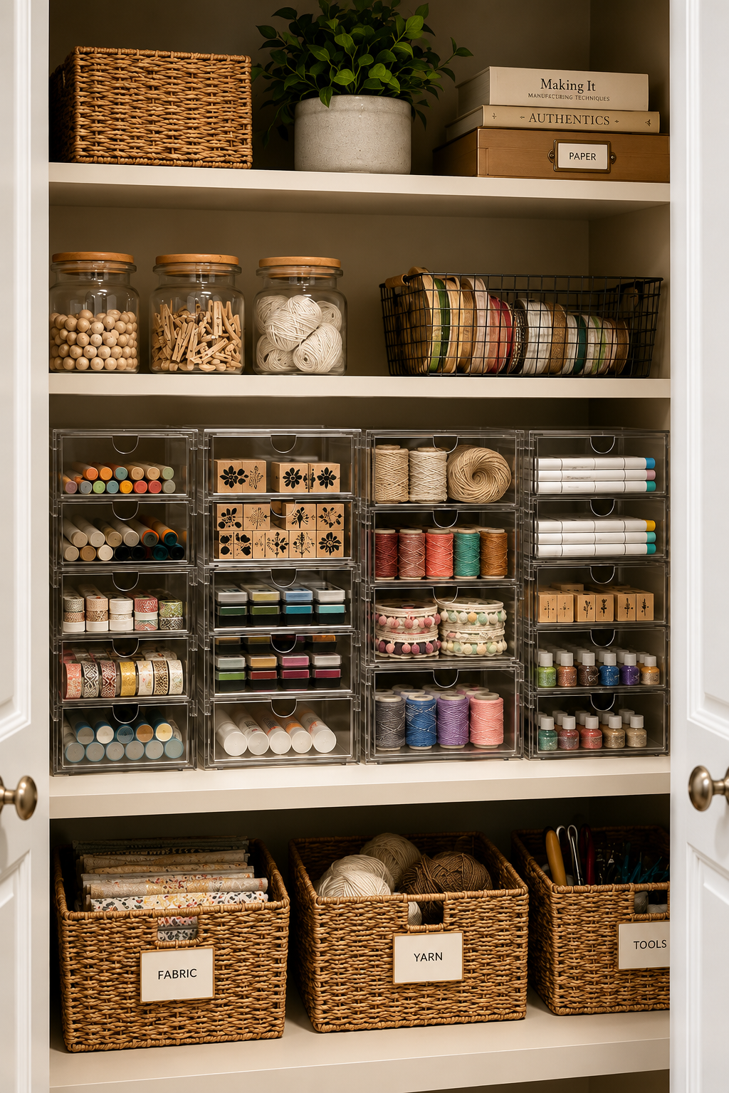 Clear acrylic desktop organizer with sixteen small drawers