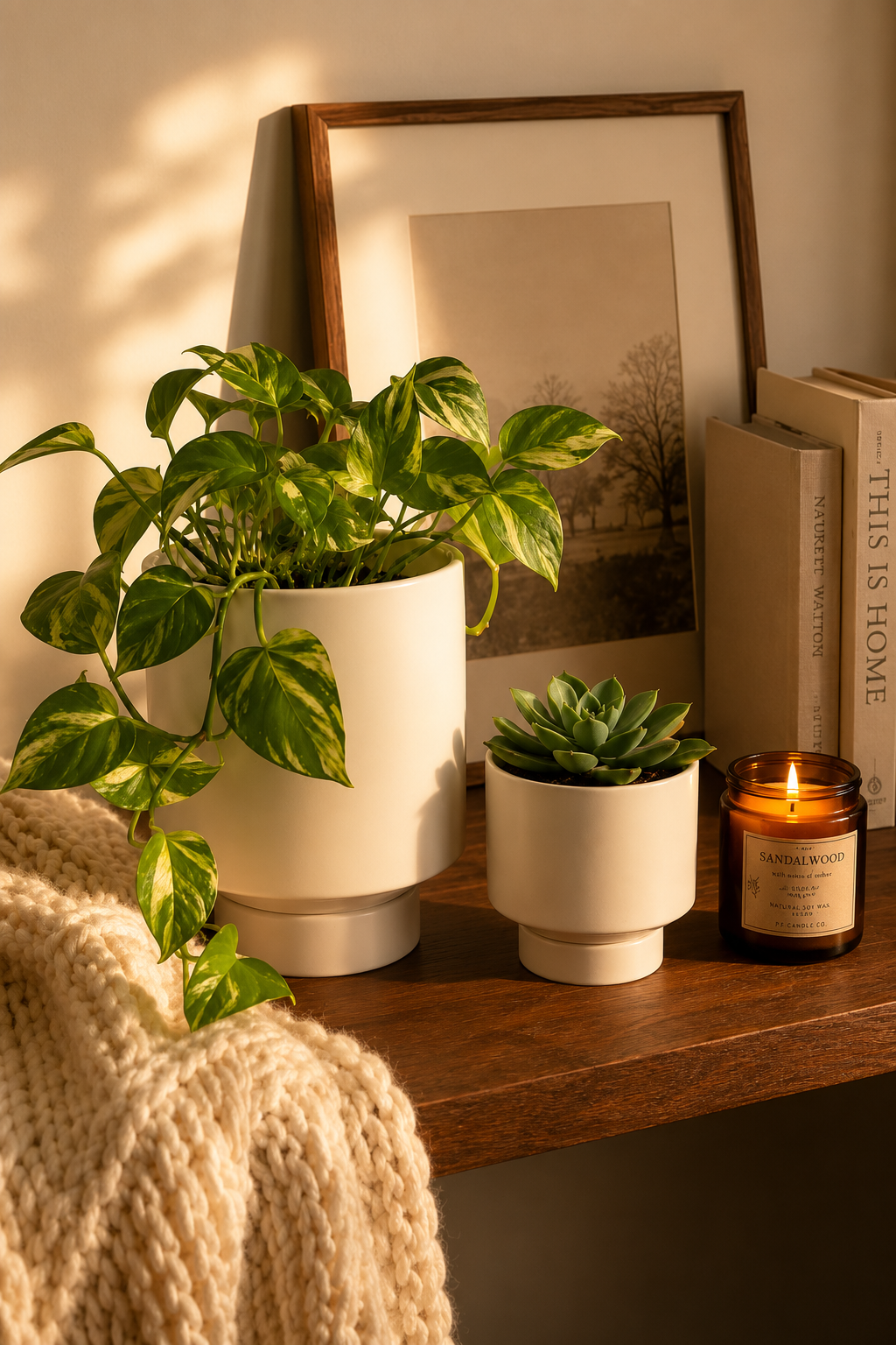 White ceramic planter set with monstera plant, two sizes